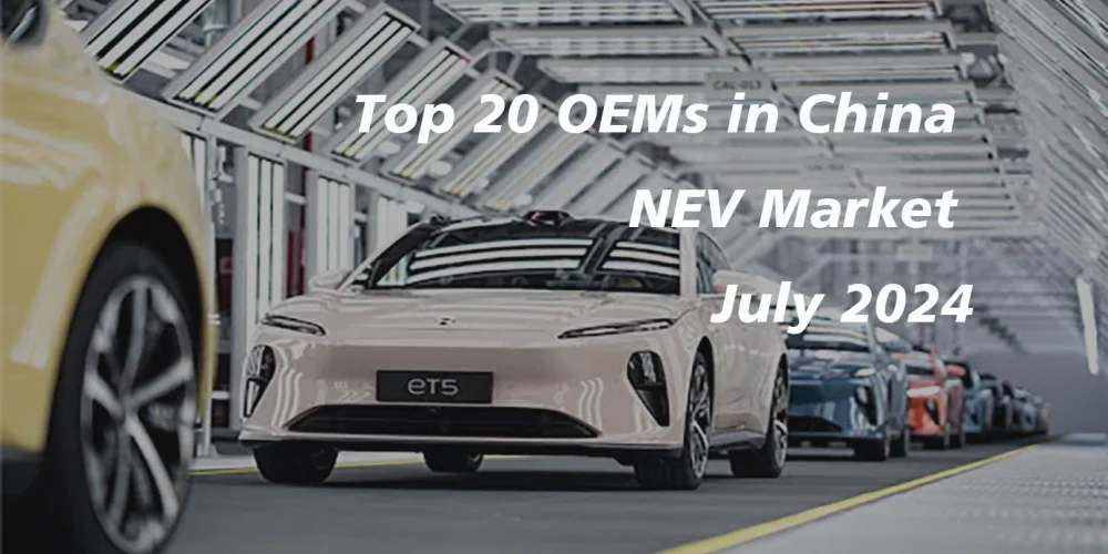 Top 20 OEMs in China NEV Market July 2024